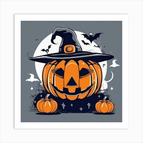 halloween pumpkin with hat 1 Art Print