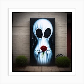 Alien With A Rose Art Print