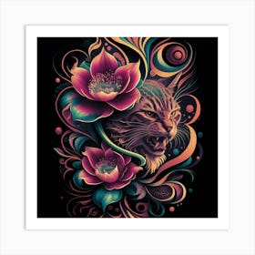 Psychedelic Cat Art Print