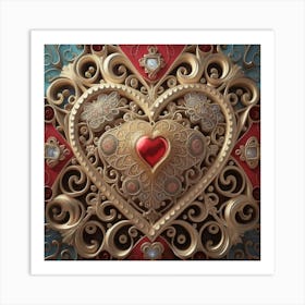 Ornate Vintage Hearts Lace Victorian 3 Art Print