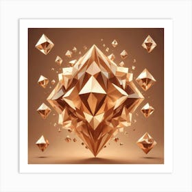 3d Golden Diamonds Art Print