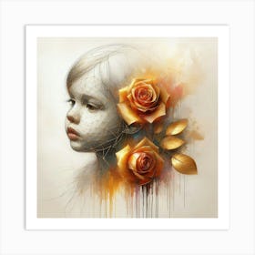 Girl With Roses 6 Art Print