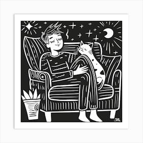 Man And His Cat Art Print