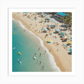 Aerial View Of Beach In Miami Art Print