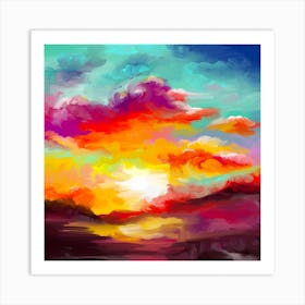 Sunset Painting 2 Square Art Print