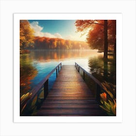 Pier In Autumn Art Print