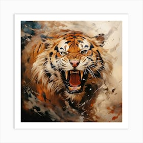 Tiger Roaring Art Print