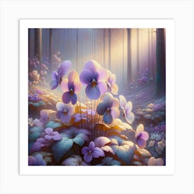 Pansies In The Forest Art Print