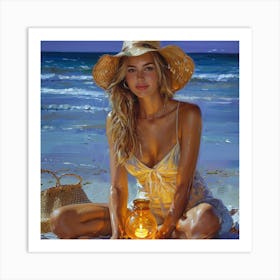 Girl On The Beach Art Print