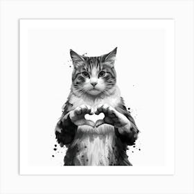 Cat Making A Heart Sign Art Print