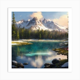 Lake In The Mountains wall art  Art Print