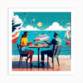 Couple On A Cruise Ship Art Print