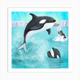 Whales Having Fun Art Print