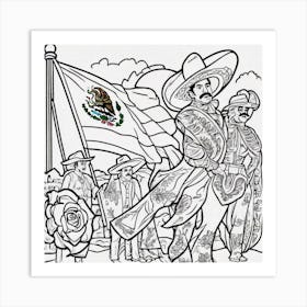 Mexican Flag Coloring Page 5 Art Print