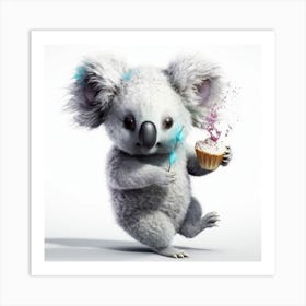 Koala With Cupcake Art Print