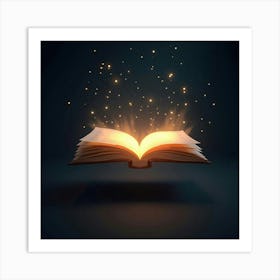 A Glowing Book Floating In The Air, Its Pages Turning Slowly 1 Art Print