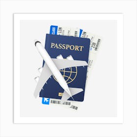 Passport And Airline Tickets Art Print