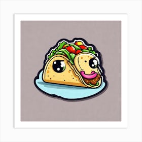 Mexican Taco Sticker 2d Cute Fantasy Dreamy Vector Illustration 2d Flat Centered By Tim Burt (10) Art Print