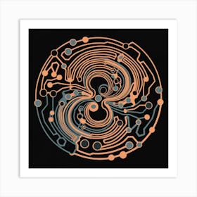 patterns resembling circuitry, representing the intersection of technology and nature 9 Art Print