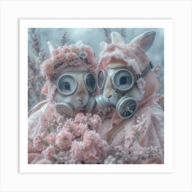 Two Rabbits In Gas Masks 1 Art Print