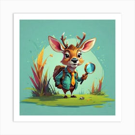 Deer With Magnifying Glass 1 Art Print