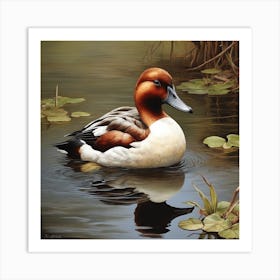 Duck In Water Bird Painting Art Print Art Print