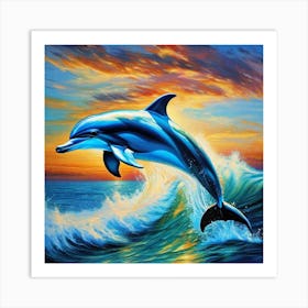 Dolphin Jumping In The Ocean Art Print