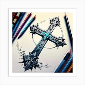 Cross Tattoo Design 1 Art Print