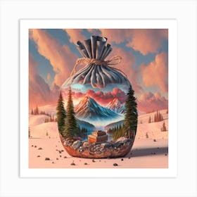 Bag Of Treasures Red Clouds At Sunset Snowcapp 3 Art Print