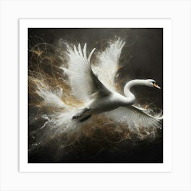 Swan In Flight Art Print