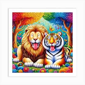 Lion And Tiger 2 Art Print