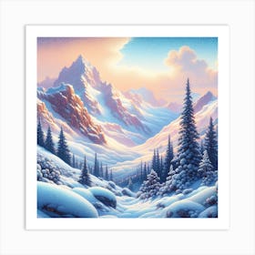 Snow avalanche in the mountains Art Print