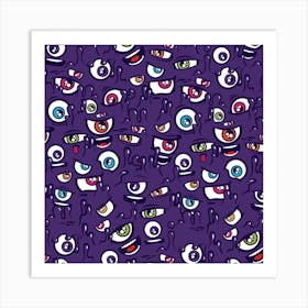 Eye Artwork Decor Eyes Pattern Purple Form Backgrounds Illustration Art Print