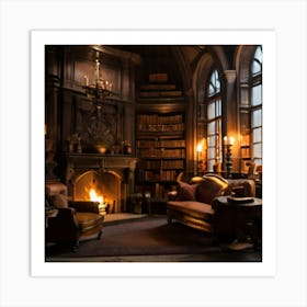 Harry Potter Library Art Print