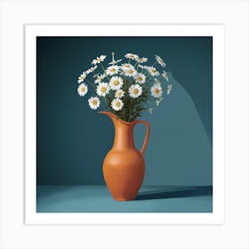 Daisy Flowers Vase Living Room (1) Art Print