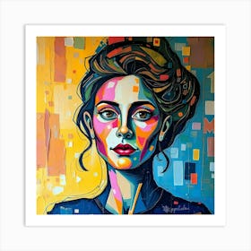 Portrait Of Woman In Cubist Painting Art Print