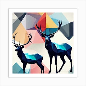 Deer Abstract Painting Art Print