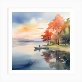 Canoe On The Lake Art Print