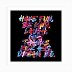 Colourful Graffiti Type Dream Big Poster In Black Square Art Print