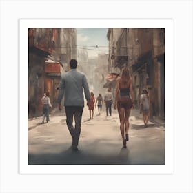 Man Walking Down The Street Art Print