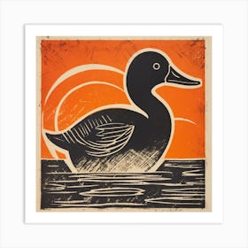 Retro Bird Lithograph Mallard Duck 3 Art Print