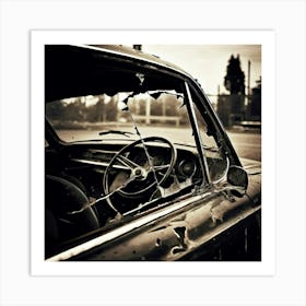 Vehicle View Mirror Car Automobile Auto Outside Transport Glasses Old Front Black Metal (1) Art Print