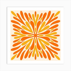 Symmetry Petals - yellow and orange Art Print