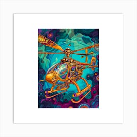 Retro Psychedelic Helicopter Art Print