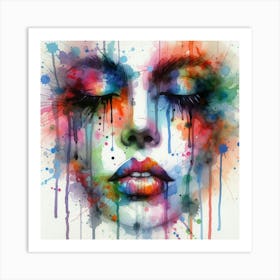 Watercolor Of A Woman'S Face 13 Art Print