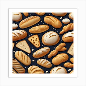 Bread Seamless Pattern 3 Art Print