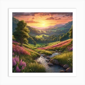 Sunset In The Valley 1 Art Print