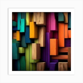 Colorful Wood Wall Art Print