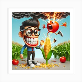 Man And A Tomato Art Print