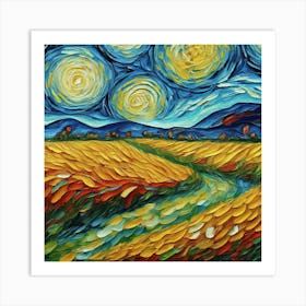 Starry Night Over Field Art Print